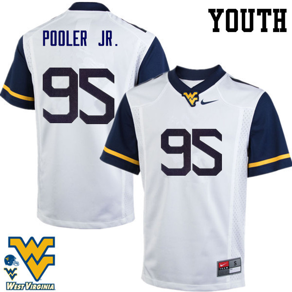 NCAA Youth Jeffery Pooler Jr. West Virginia Mountaineers White #95 Nike Stitched Football College Authentic Jersey LU23J20UZ